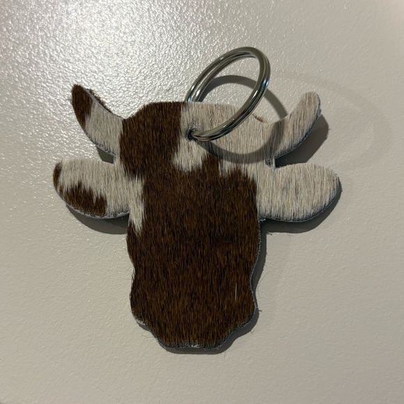 Genuine Leather Hair On Hyde Cow Keychain - Picture 3 of 3